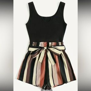 Brand new Size 8/10 striped belted romper. Never been worn!